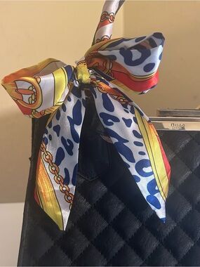 Twilly Handbag Headband Neck Tie Women Purse Scarf Tan Orange Navy Yellow